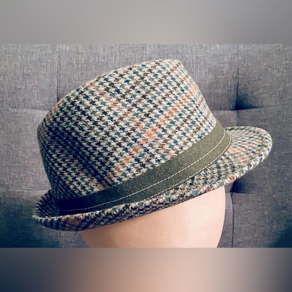 ADORA Multicoloured Houndstooth Plaid Fedora